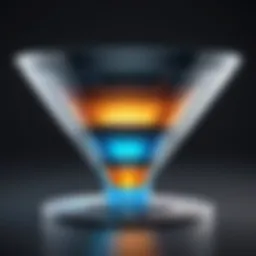 Illustration of a digital funnel showcasing lead generation