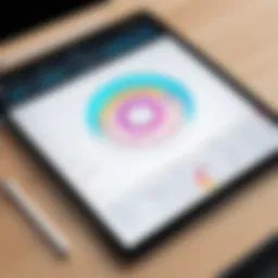 A sleek interface of a CAD application on iPad Pro showcasing design tools