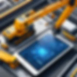 Construction site with advanced technology tools