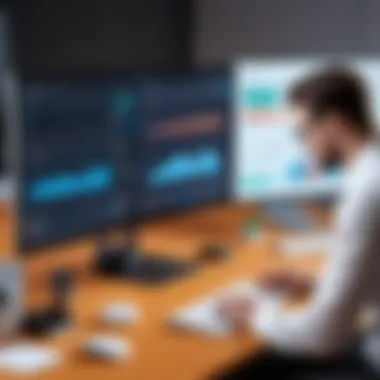 Data Analysis for Effective B2B Strategies A professional analyzing data on a computer related to B2B prospecting.