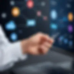 An abstract representation of customer engagement through technology.