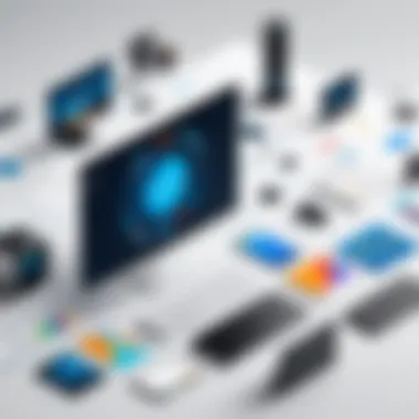 Diverse Recognition Tools in Action A visual representation of various recognition tools in a business setting