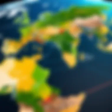 Global map highlighting trade routes and agricultural export dynamics