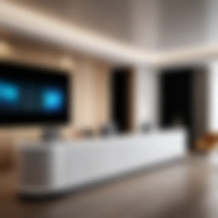 Modern hotel front desk utilizing Opera System